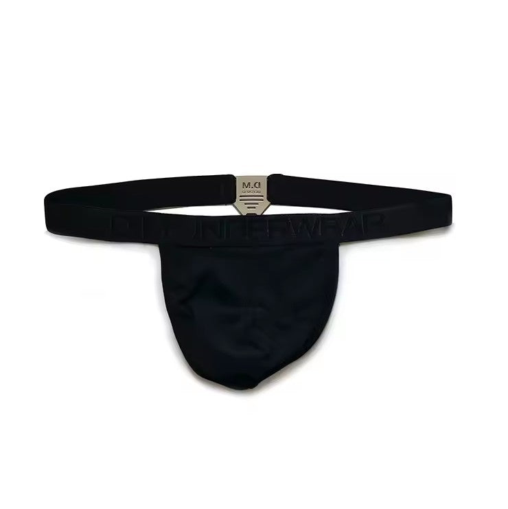 DM Black Buckle Mens Thong/ G-string