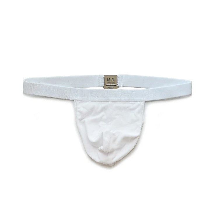 DM White Buckle Mens Thong/ G-string