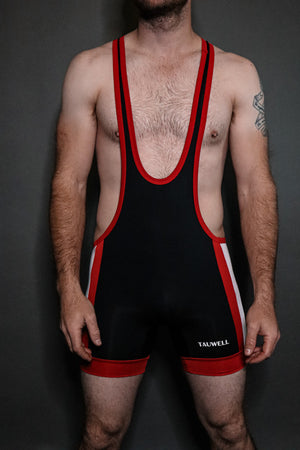 Classic Wrestling Singlet - Black/Red