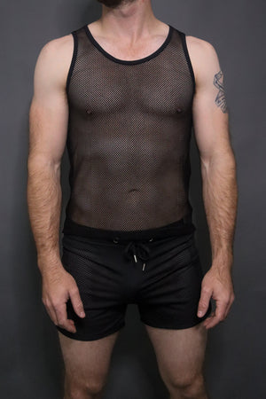 Black Mens Mesh Singlet