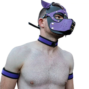 PU Leather Pup Hood - Purple