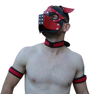 PU Leather Pup Hood - Red