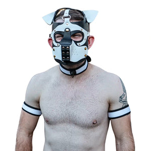 PU Leather Pup Hood - White