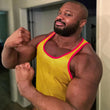 Load image into Gallery viewer, Yellow Mens Mesh Gym Singlet
