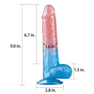 Dazzle Studs 9" Pink/Blue Dildo