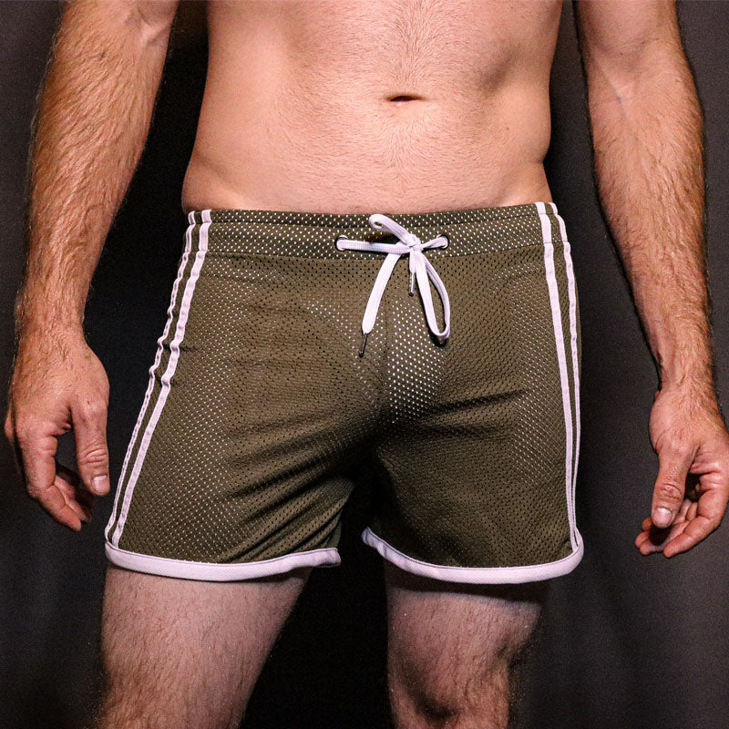 Army Green Mens Mesh Shorts