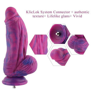 HiSmith - 9.5" Silicone Purple and Blue Monster Dildo (KlicLok)